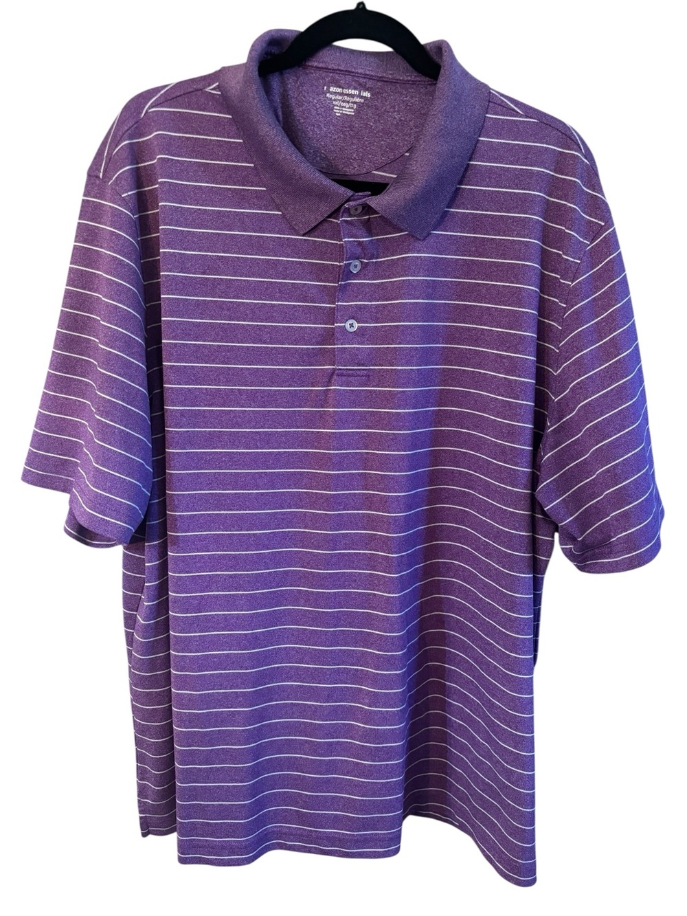 Polo Shirt XXL Purple Striped Amazon Essentials White Stripes Buttons Golf